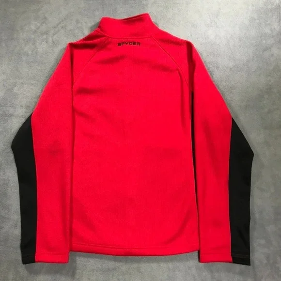 Spyder Jacket Mens Large Red Black Full Zip Fleece Knit Sweater Ski Snow Outdoor - Picture 8 of 10